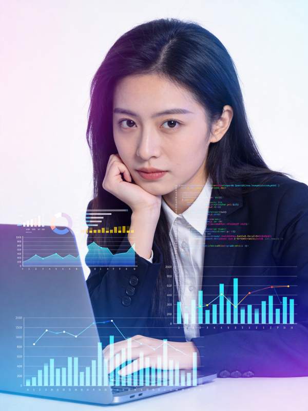 数据分析师专注工作瞬间图片