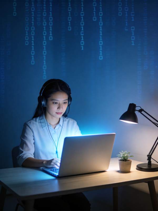 夜码者 蓝光下的数字战士图片