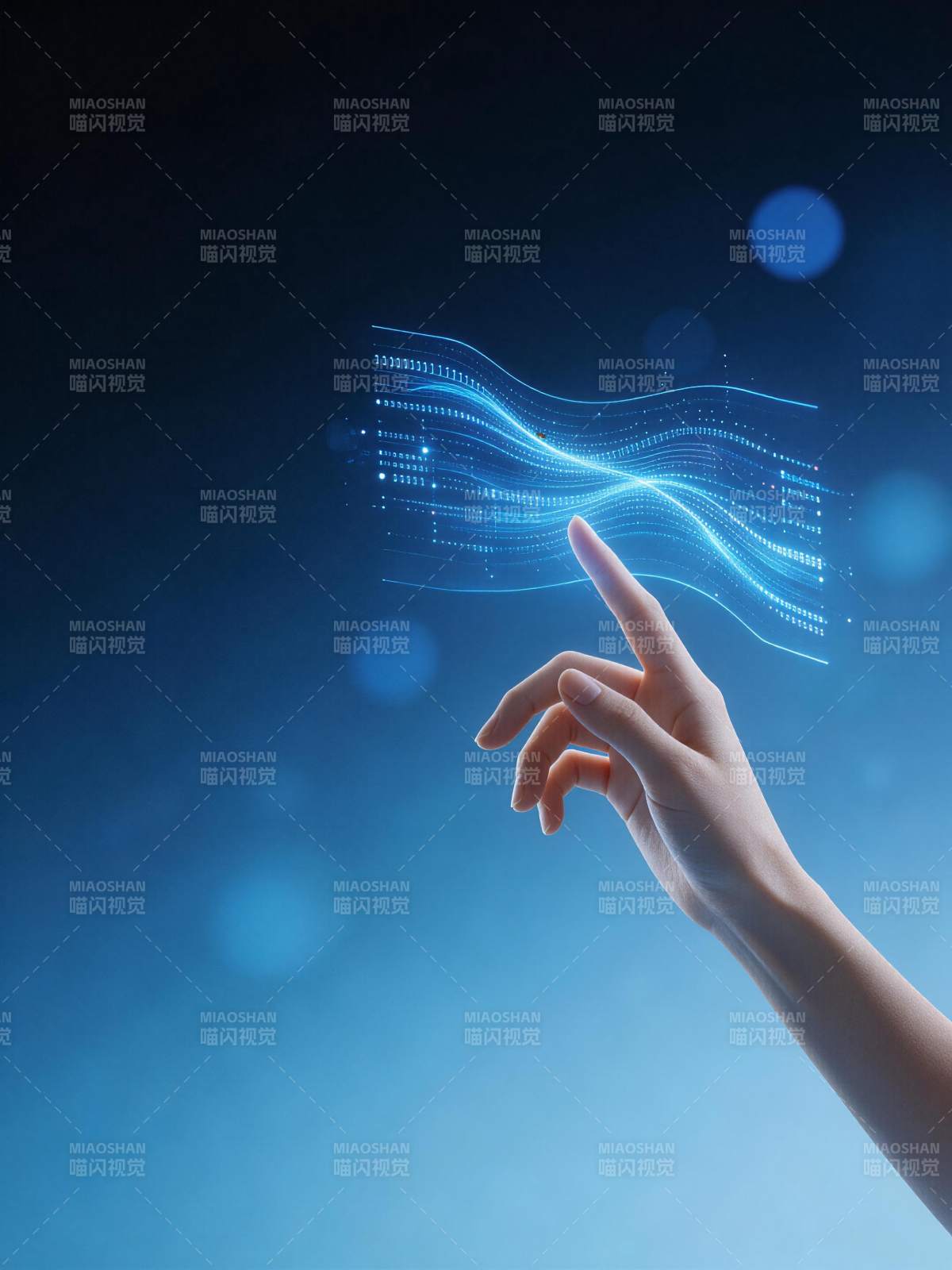 指尖触碰未来科技光波图片