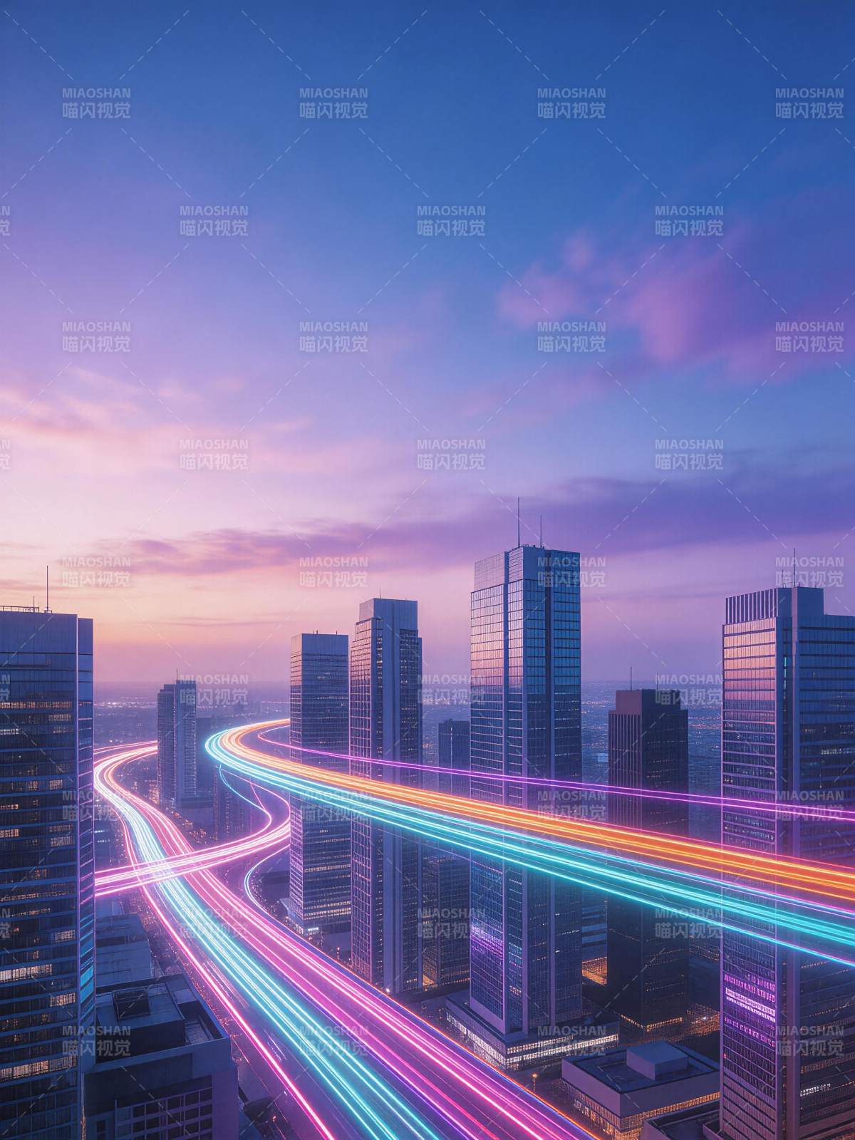 霓虹高速穿城夜图片