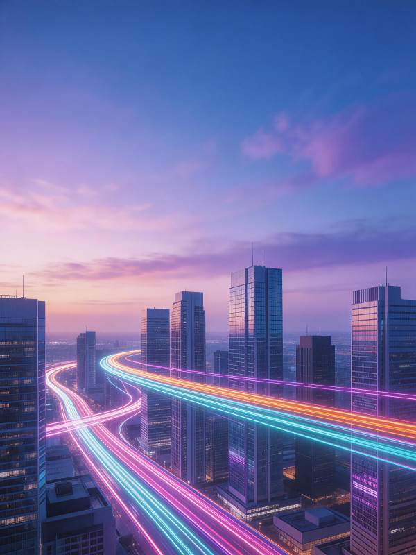 霓虹高速穿城夜图片