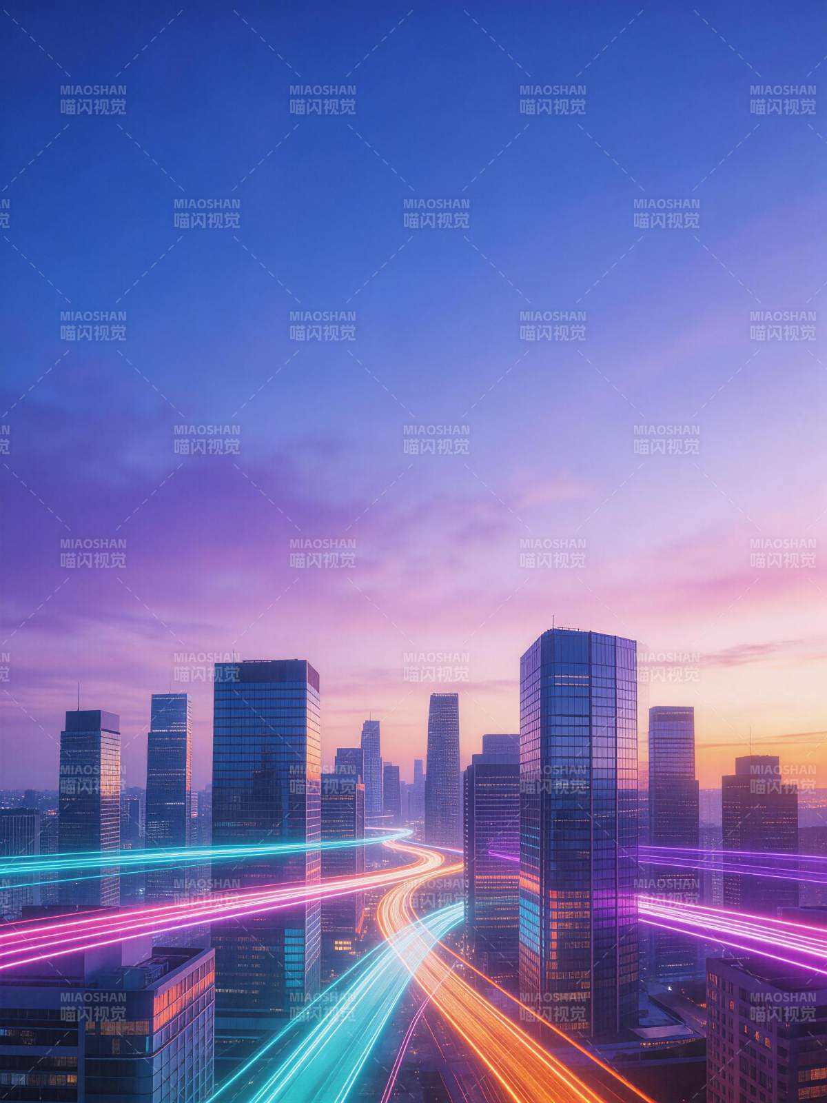 霓虹都市 光轨穿梭夜图片