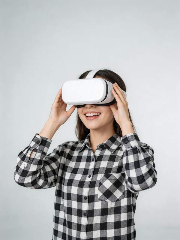 VR体验 笑容满面沉浸其中图片