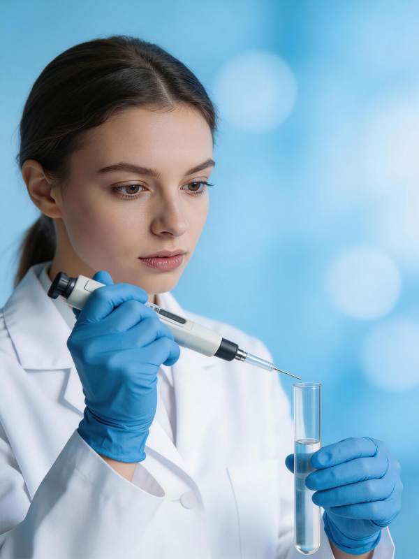 女科学家专注实验操作图片