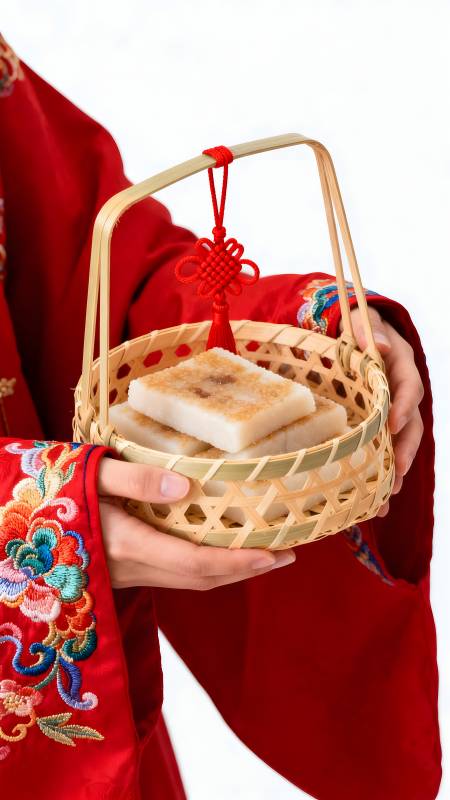 红袍捧糕篮 中国结添喜图片