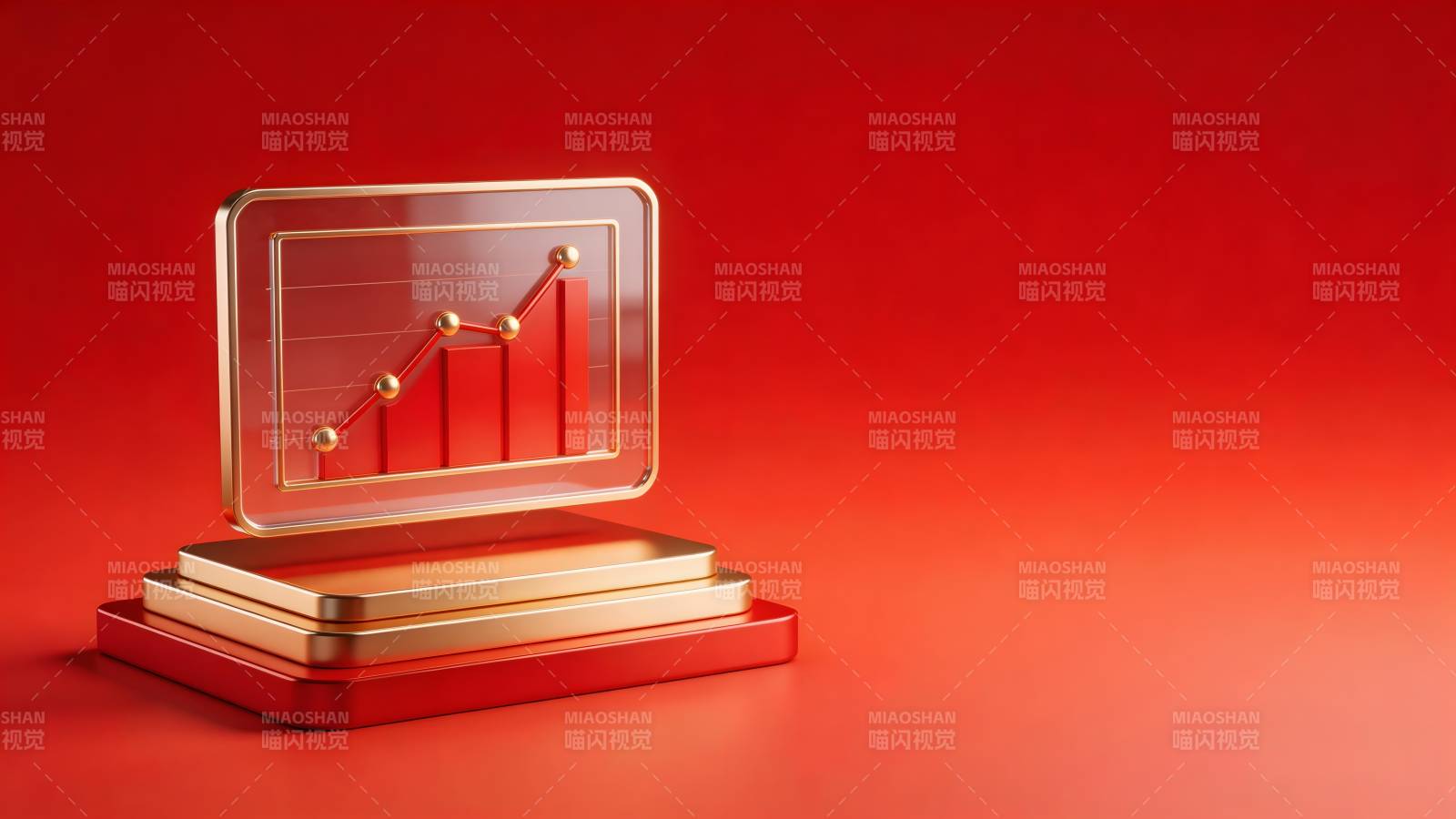 红色背景上的增长图表展示图片