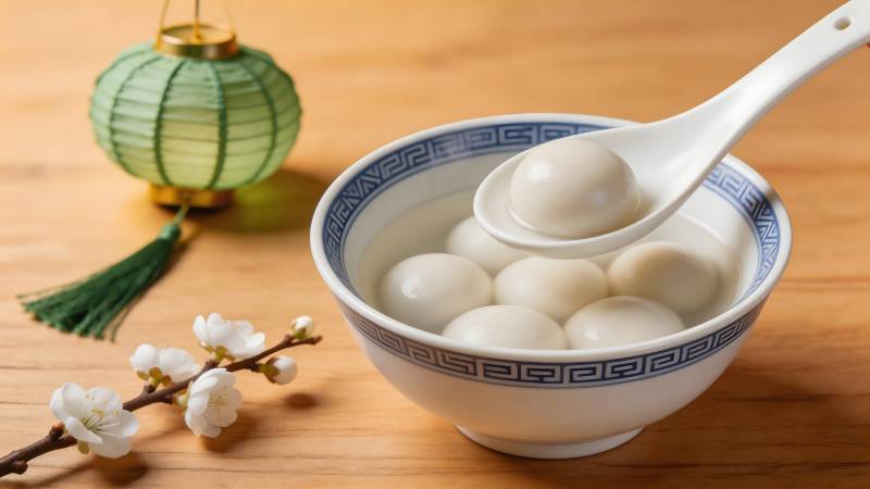 元宵汤圆配灯笼梅花图片