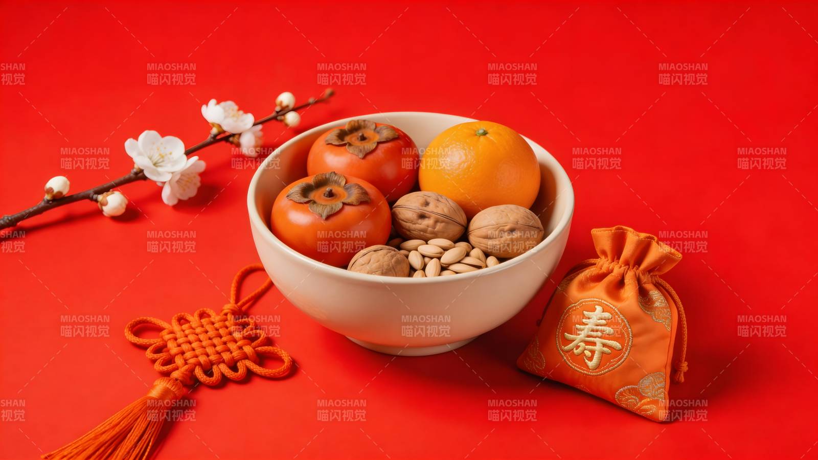 新春果盘迎福寿图片