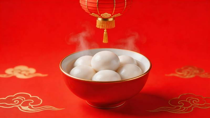 红灯笼下汤圆暖 年味浓图片