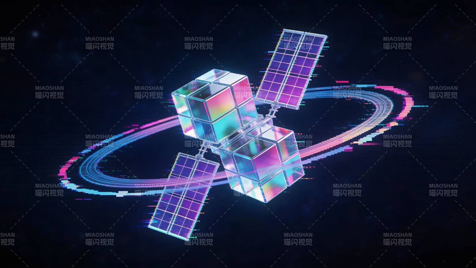 霓虹卫星环绕轨道飞行图片