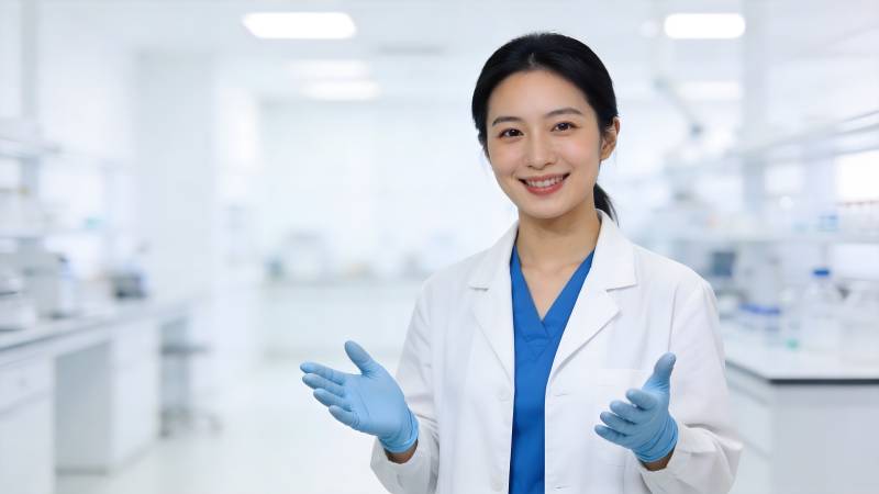 女科学家实验室微笑示意图片
