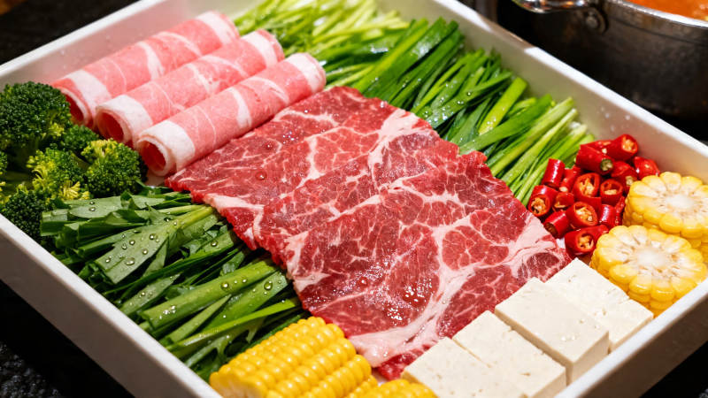 火锅食材拼盘 丰盛诱人图片