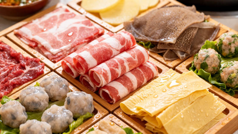 火锅食材拼盘丰富诱人图片