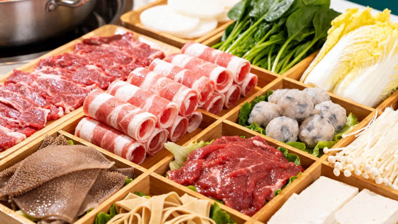 火锅食材拼盘丰富诱人图片