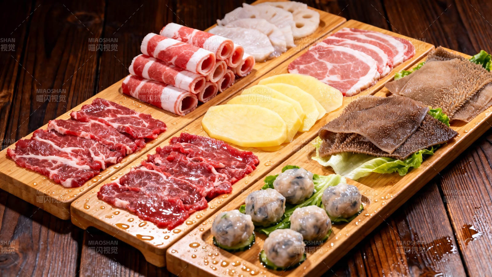 火锅食材拼盘 丰富诱人图片