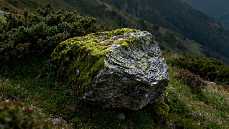 青苔覆石 山野静谧图片