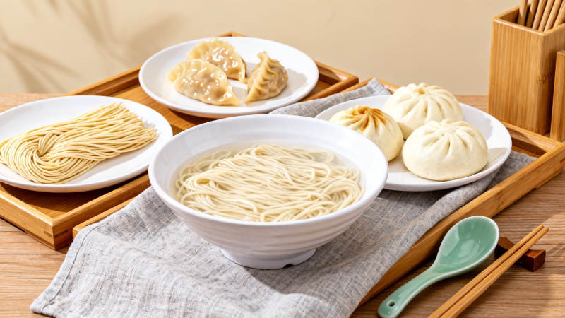 中式面点套餐 面条包子饺子图片
