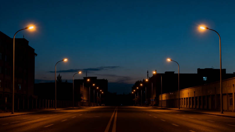 夜幕街灯照归途图片