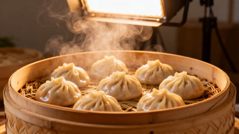 热气腾腾小笼包图片