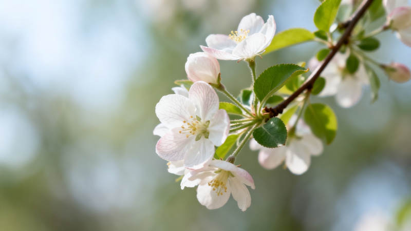 春日白花枝头绽放图片
