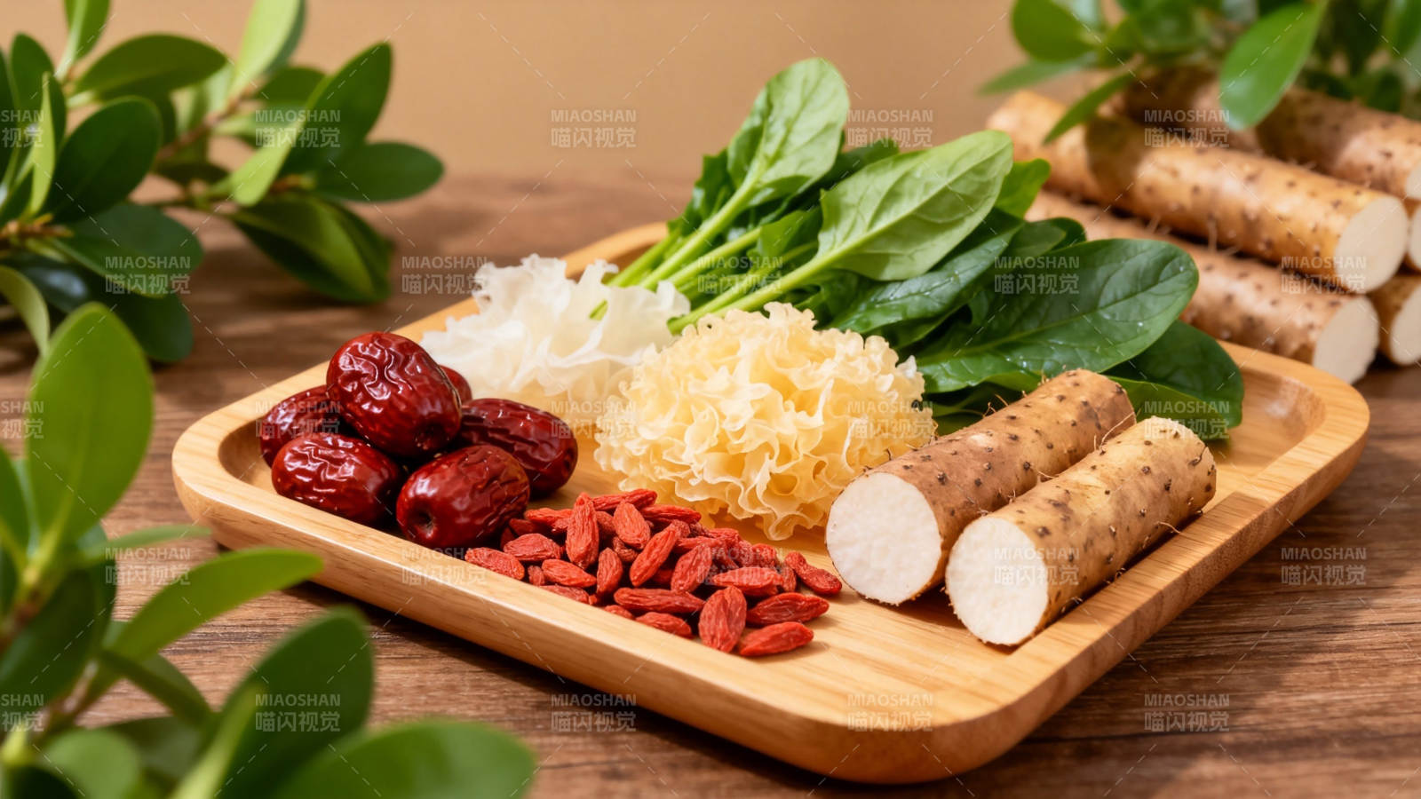 养生食材拼盘 红枣枸杞山药图片