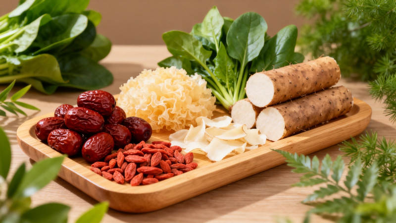 养生食材拼盘 红枣枸杞山药图片