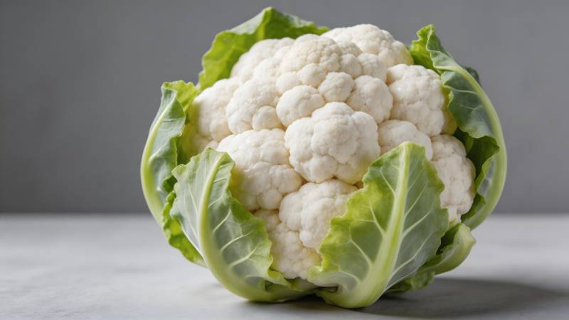 新鲜花椰菜 绿叶包裹洁白花球图片