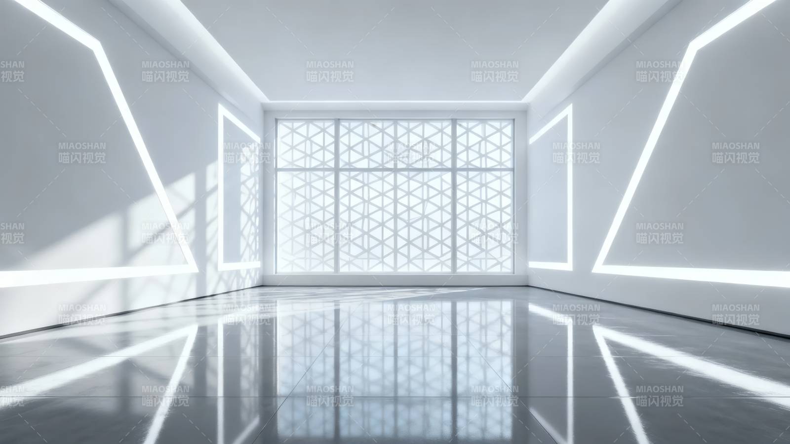 未来感白色光影空间图片