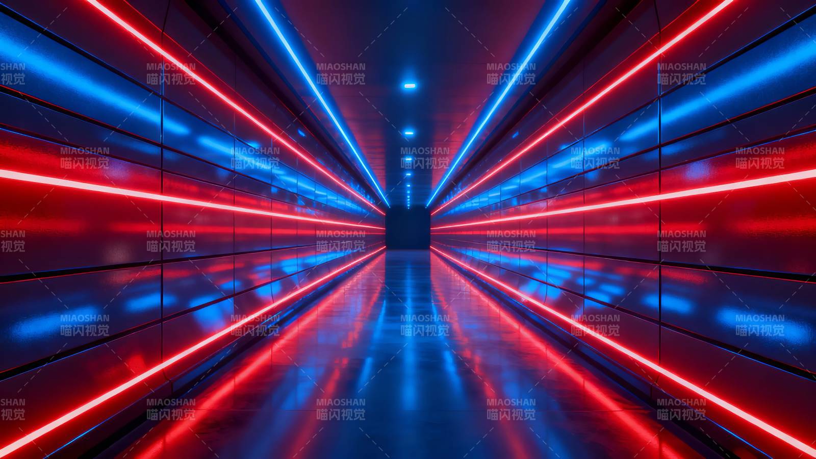 霓虹隧道 红蓝光速穿梭图片