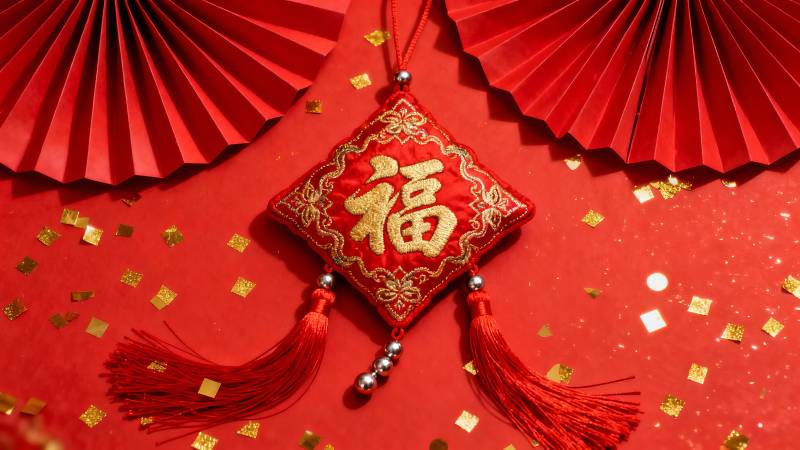 红福挂饰迎新春图片