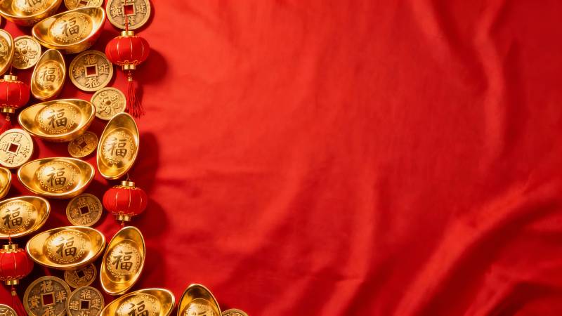 金元宝红灯笼迎新春图片