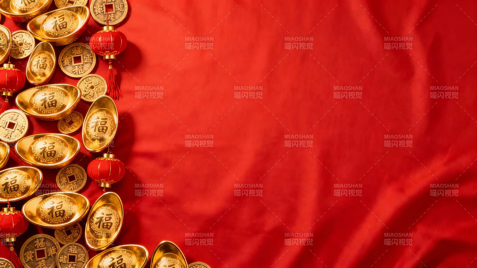 金元宝红灯笼迎新春图片