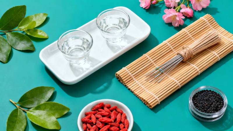 养生茶配枸杞黑芝麻图片