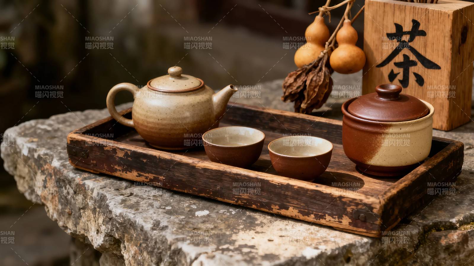 石上茶席 古韵悠然图片