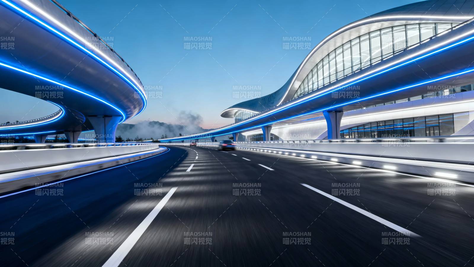 未来感高速枢纽夜景图片