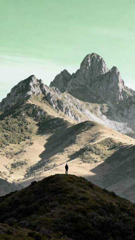 孤影立山巅 苍茫天地间图片