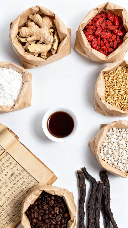 中药食材与古籍搭配图图片