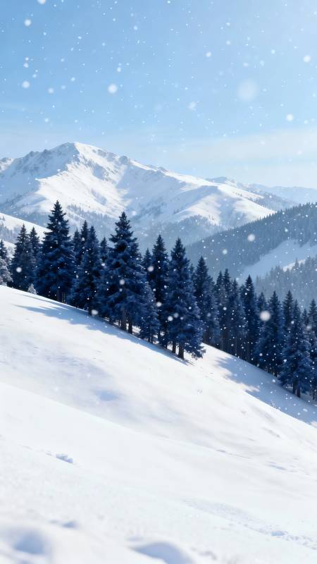 雪落松山 静谧冬景图片