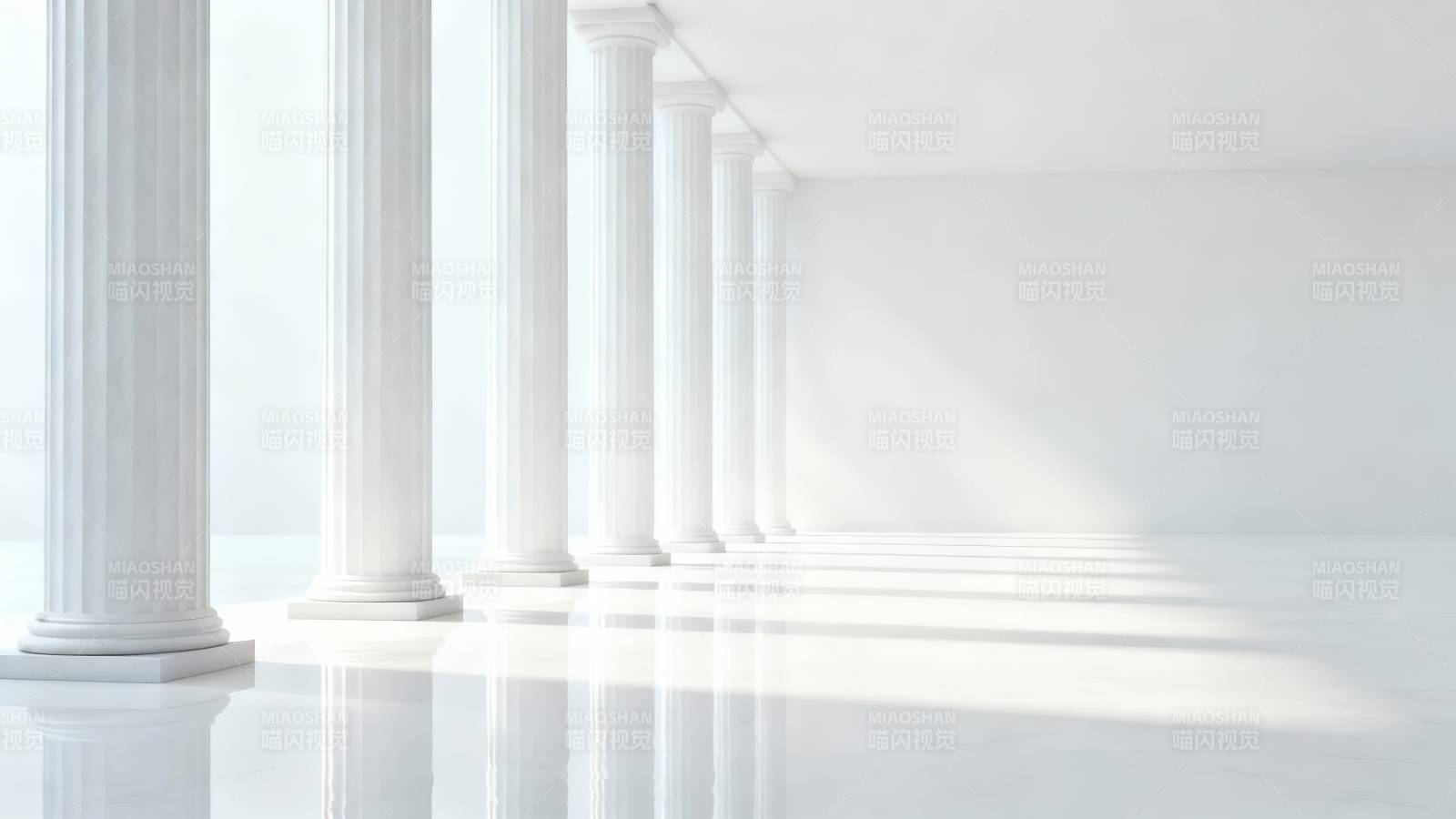 白柱廊光影静谧空间图片