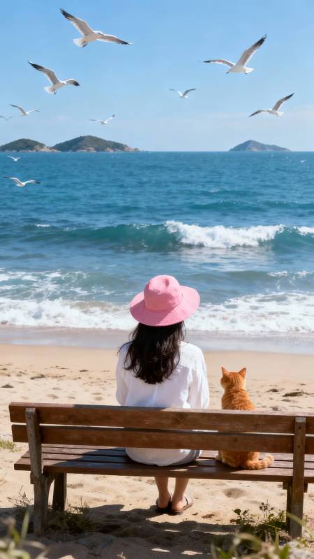 海风 粉帽 猫与鸥图片