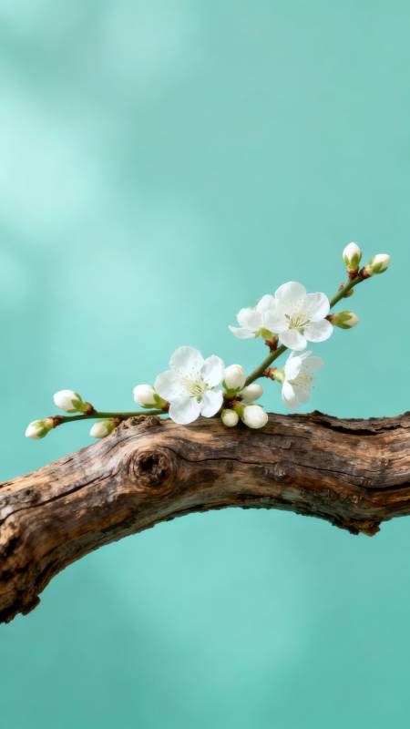 枯枝绽白花 春意悄然来图片