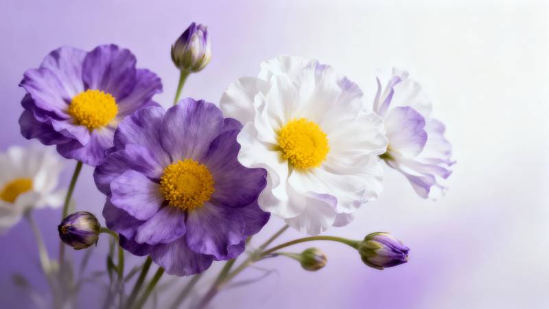 紫白雏菊 温柔绽放图片