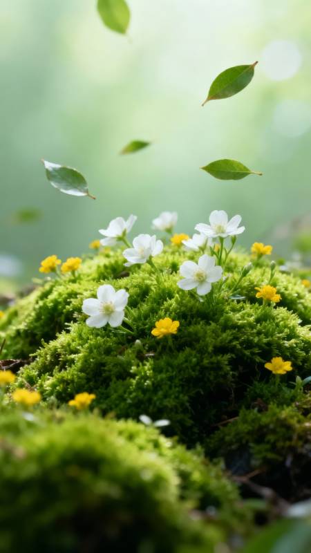 苔花轻舞 叶落春深图片