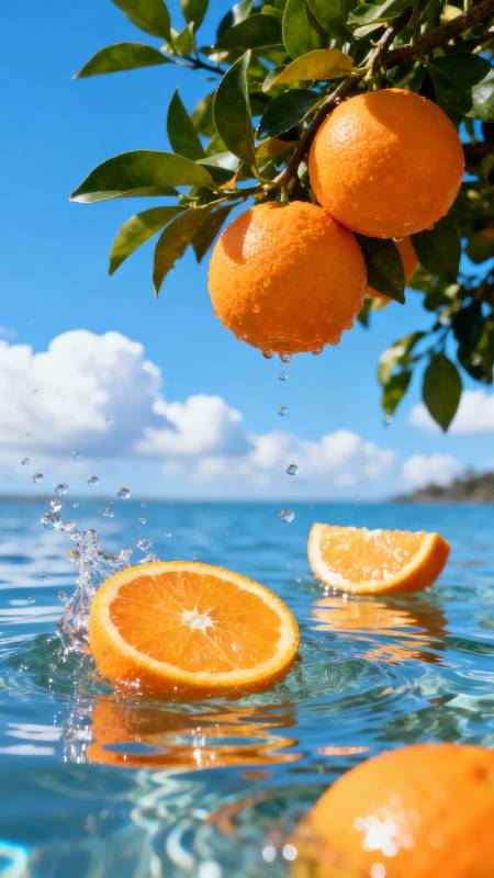 橙香溅水 夏日清凉图片