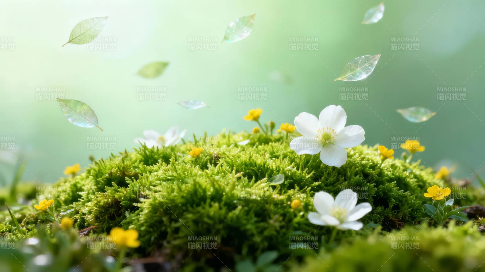 苔花轻舞 叶落如诗图片