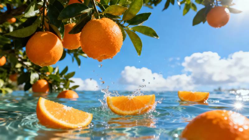 橙香溅水 夏日清甜图片