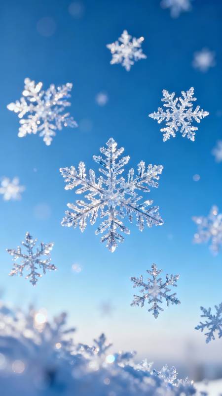 雪花飞舞 冬日梦幻蓝图片