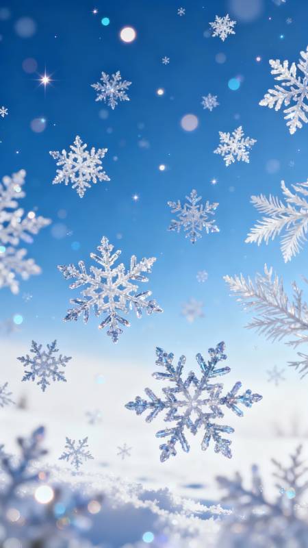 雪花纷飞 冬日梦幻蓝图片