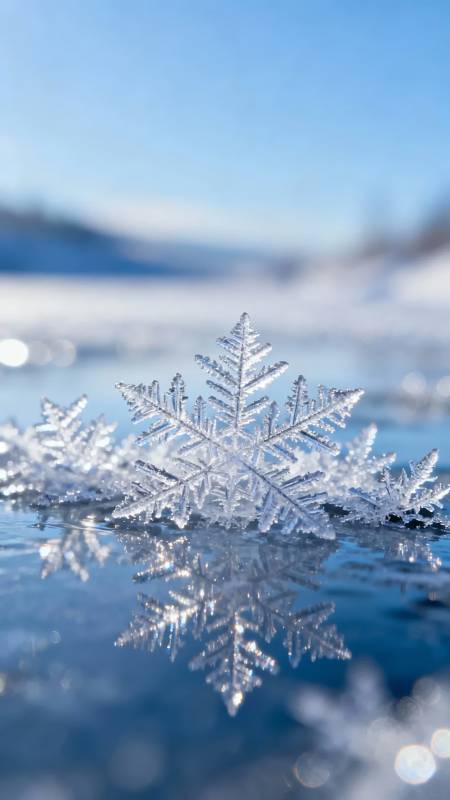 冰晶雪花 倒影如梦图片