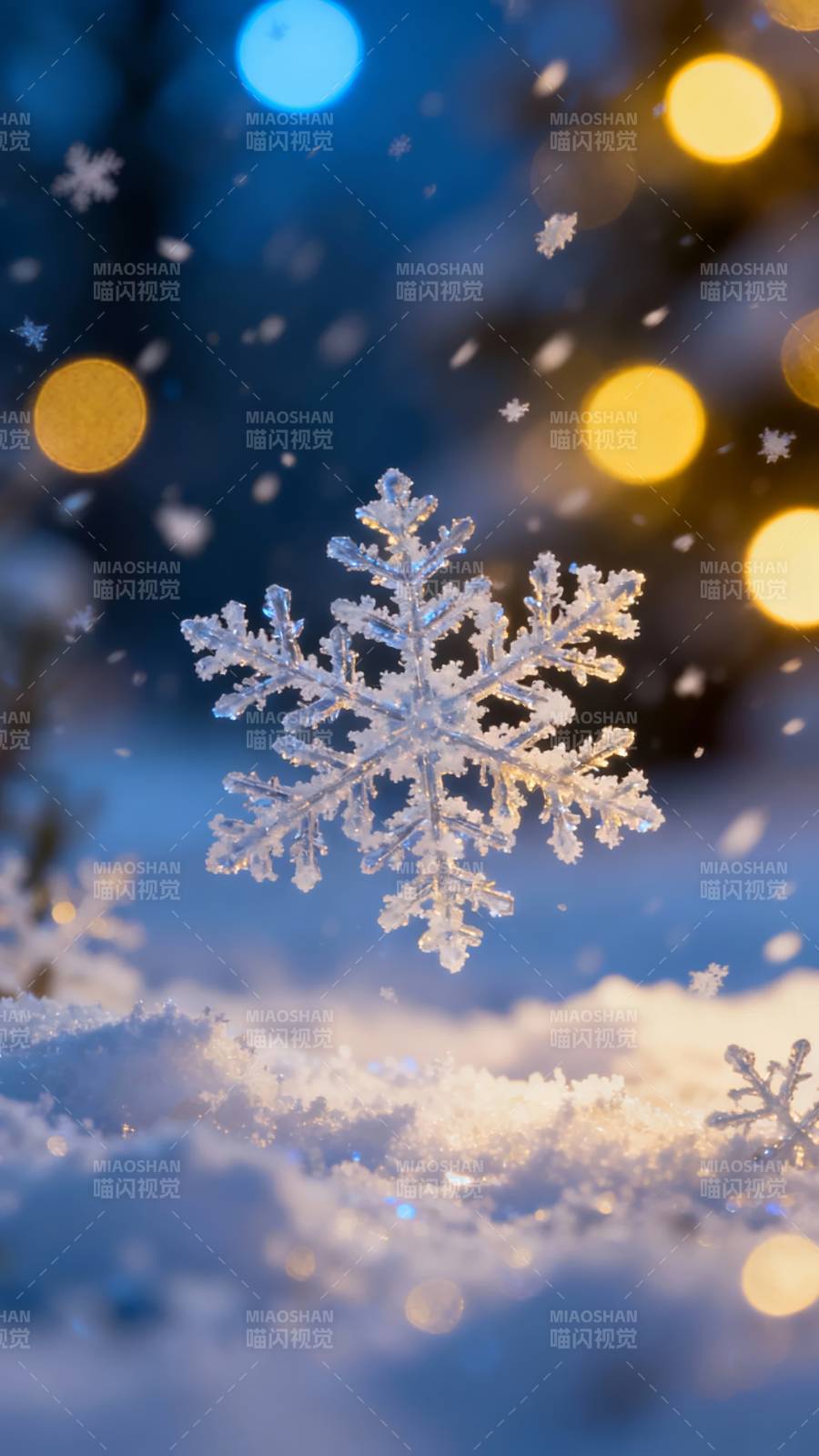 雪夜晶花 暖光伴舞图片